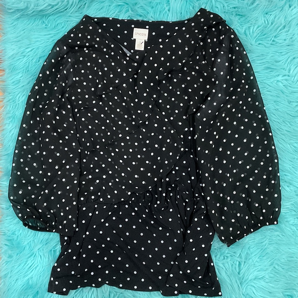 Chico’s Black and White Polka Dot Blouse